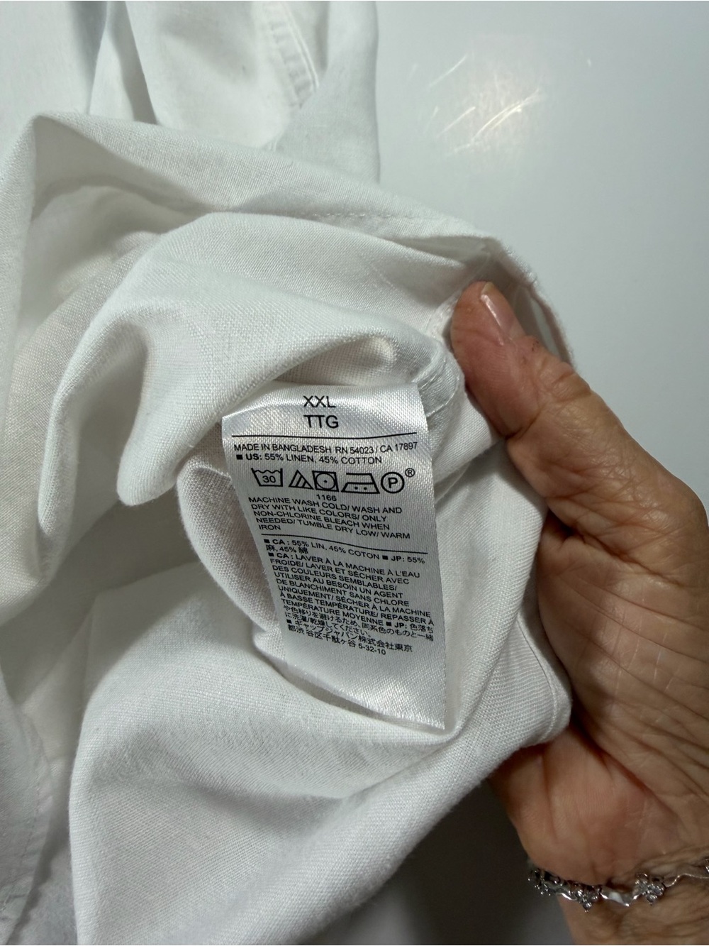 Banana Republic White Short-Sleeve Button-Down Shirt XXL Linen Blend - Picture 4 of 8